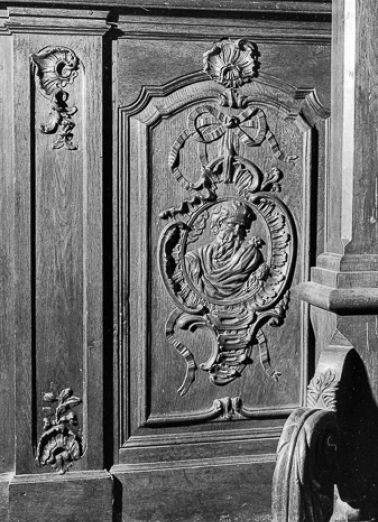 Devant de stalles : saint Marc. © Région Bourgogne-Franche-Comté, Inventaire du patrimoine