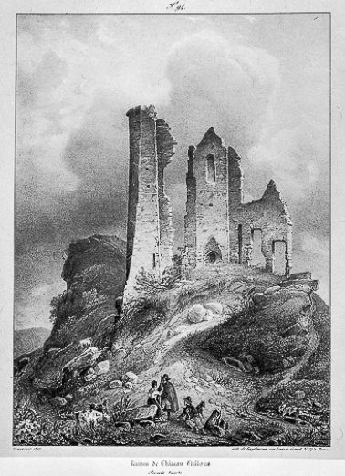 Le château-fort, reproduction de Nodier (J.C.E.), Taylor (L.) et cailleux (A.de).Voyages pittoresques...1825, pl. 94. © Région Bourgogne-Franche-Comté, Inventaire du patrimoine
