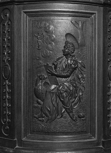 3e panneau de la cuve : saint Jean. © Région Bourgogne-Franche-Comté, Inventaire du patrimoine