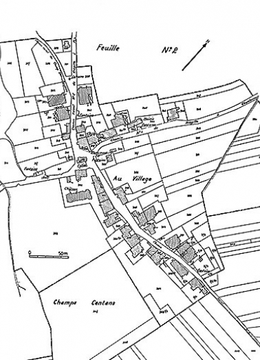 Plan portant le repérage : extrait du cadastre de 1932, section B3. © Région Bourgogne-Franche-Comté, Inventaire du patrimoine