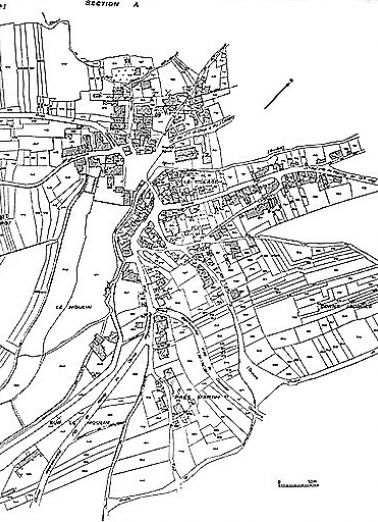 Plan portant le repérage. Extrait du cadastre de 1958, section C3. © Région Bourgogne-Franche-Comté, Inventaire du patrimoine