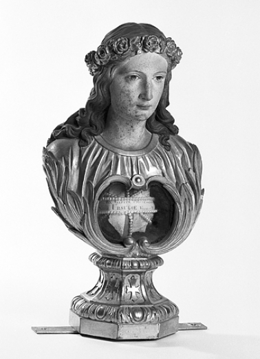 Buste-reliquaire de sainte Ursule, vue de trois quarts droit. © Région Bourgogne-Franche-Comté, Inventaire du patrimoine