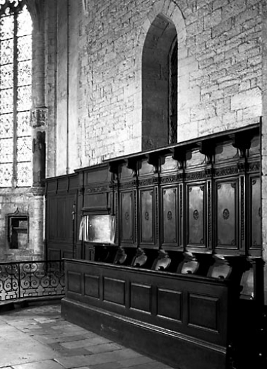 Vue d'ensemble des stalles de la droite du choeur. © Région Bourgogne-Franche-Comté, Inventaire du patrimoine