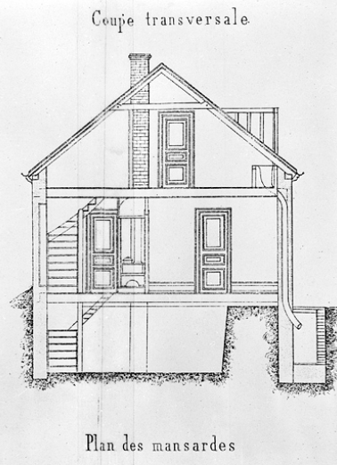 Maisons bâties à Beaucourt (Haut-Rhin) [...] : coupe transversale. © Région Bourgogne-Franche-Comté, Inventaire du patrimoine
