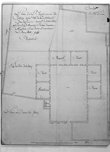 Plan de l'ancienne partie du collège démolie en 1827. © Région Bourgogne-Franche-Comté, Inventaire du patrimoine