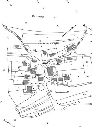 Plan cadastral, 1964, section AB, échelle 1 : 1000. © Région Bourgogne-Franche-Comté, Inventaire du patrimoine