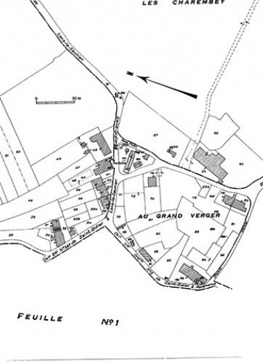 Cadastre : 1953 B (feuille n°1). © Région Bourgogne-Franche-Comté, Inventaire du patrimoine