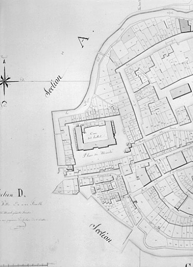 Quartier des Halles et quartier des Tanneurs, 1812. © Région Bourgogne-Franche-Comté, Inventaire du patrimoine