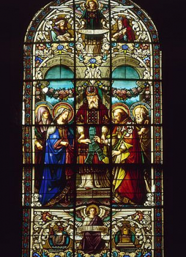 Baie 1 : mariage de la Vierge, vue générale. © Région Bourgogne-Franche-Comté, Inventaire du patrimoine