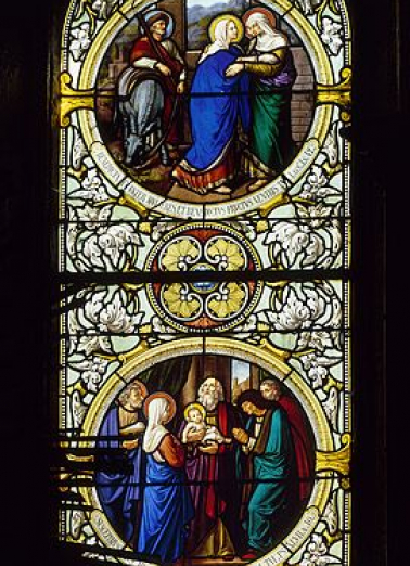 Baie 23 : la Présentation au Temple et la Visitation. © Région Bourgogne-Franche-Comté, Inventaire du patrimoine