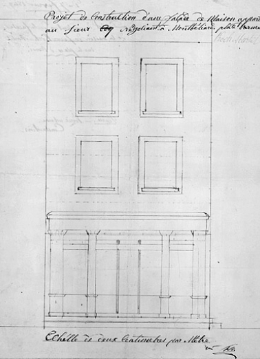 Projet de reconstruction d'une façade d'une maison [... 15, place Denfert-Rochereau], 1849. © Région Bourgogne-Franche-Comté, Inventaire du patrimoine