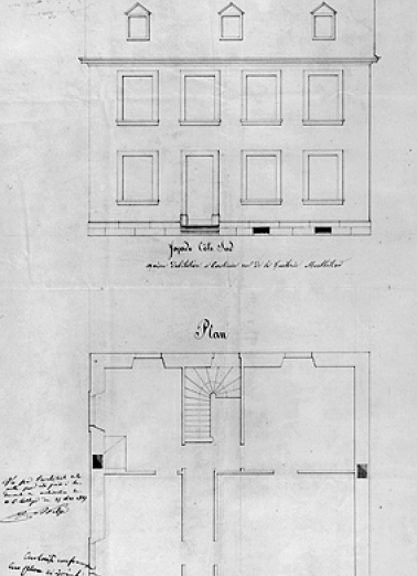 Maison d'habitation à construire rue de la Tuilerie [... Rue Saint-Georges], 1865. © Région Bourgogne-Franche-Comté, Inventaire du patrimoine