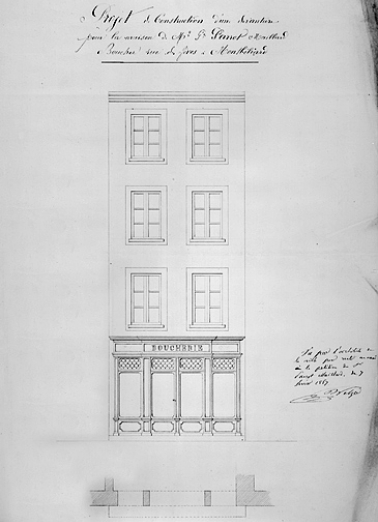 Projet de reconstruction d'une devanture [... 10, rue des Febvres], 1867. © Région Bourgogne-Franche-Comté, Inventaire du patrimoine