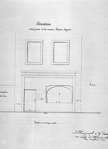 Elévation de la façade de la maison Eléonore Séguer [projet d'une ouverture de boutique. 5, rue Cuvier], 1866. © Région Bourgogne-Franche-Comté, Inventaire du patrimoine