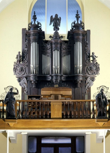 Grand orgue vu de face. © Région Bourgogne-Franche-Comté, Inventaire du patrimoine