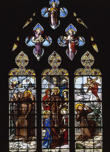 Baie 11 : trois scènes de la vie de Saint-François d'Assise. © Région Bourgogne-Franche-Comté, Inventaire du patrimoine