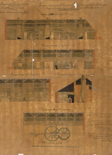 Elévation intérieure de l'usine de Scey-sur-Saône consistant en haut fourneau, forges et laminoir [...]. © Région Bourgogne-Franche-Comté, Inventaire du patrimoine