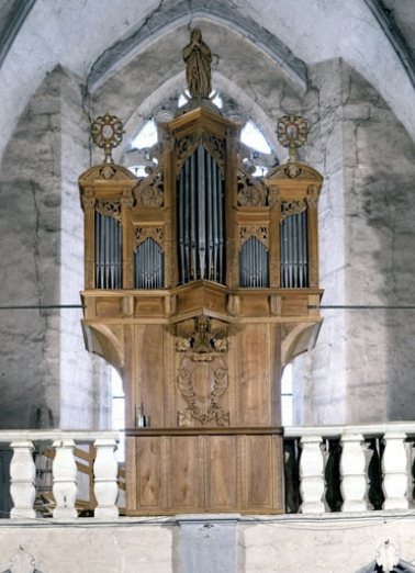 Grand orgue, vu de face en contre-plongée. © Région Bourgogne-Franche-Comté, Inventaire du patrimoine