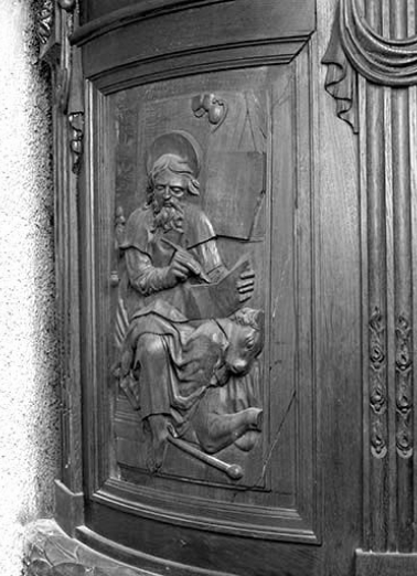 Premier panneau de la cuve : saint Luc. © Région Bourgogne-Franche-Comté, Inventaire du patrimoine