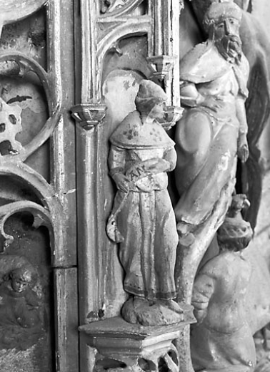 Un prophète, sur le montant, à gauche de la partie centrale, vu de trois quarts. © Région Bourgogne-Franche-Comté, Inventaire du patrimoine