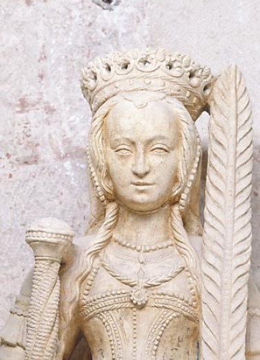 Détail : le buste de la sainte, de face. © Région Bourgogne-Franche-Comté, Inventaire du patrimoine