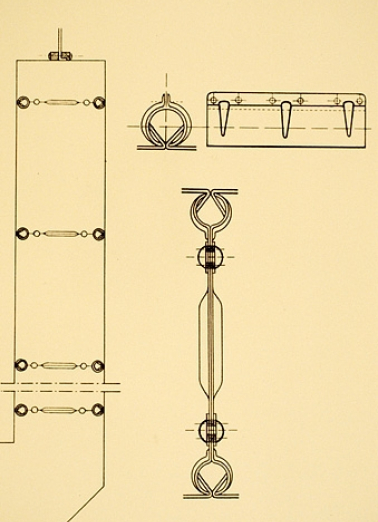 Détail des entretoises et de leur mode de fixation sur les tôles [...]. © Région Bourgogne-Franche-Comté, Inventaire du patrimoine