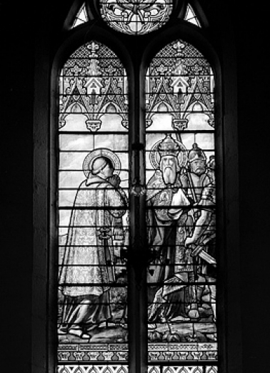 Baie 5 : saint Laurent est ordonné diacre, vue générale. © Région Franche-Comté, Inventaire du patrimoine, ADAGP