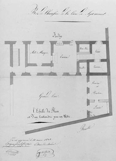 Rez-de-chaussée de la cure de Septmoncel [plan du rez-de-chaussée et des caves]. © Région Bourgogne-Franche-Comté, Inventaire du patrimoine