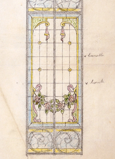 Etude au 1/10e [pour les verrières de la véranda]. © Région Bourgogne-Franche-Comté, Inventaire du patrimoine