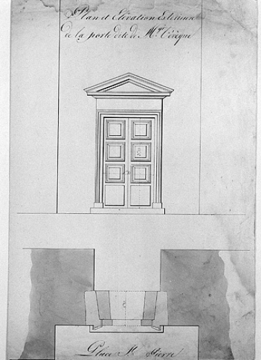 Plan et élévation extérieure de la porte dite de Mgr l'Evêque. © Région Bourgogne-Franche-Comté, Inventaire du patrimoine