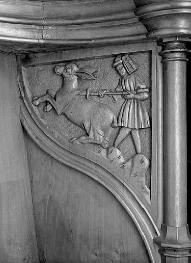 Parclose à droite de la troisième stalle haute. © Région Bourgogne-Franche-Comté, Inventaire du patrimoine