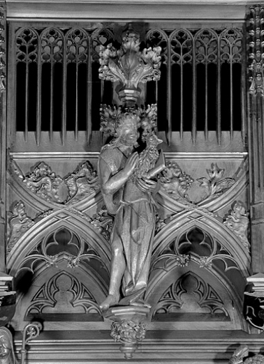 Vue de la neuvième statuette du dais : saint Jean-Baptiste. © Région Bourgogne-Franche-Comté, Inventaire du patrimoine