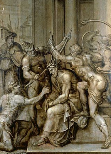 Panneau 3 verso : le Christ aux outrages. © Région Bourgogne-Franche-Comté, Inventaire du patrimoine