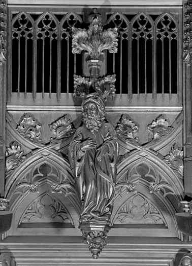 Vue de la troisième statuette du dais : Prophète. © Région Bourgogne-Franche-Comté, Inventaire du patrimoine