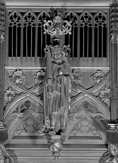 Vue de la dix-huitième statuette du dais : Charlemagne. © Région Bourgogne-Franche-Comté, Inventaire du patrimoine