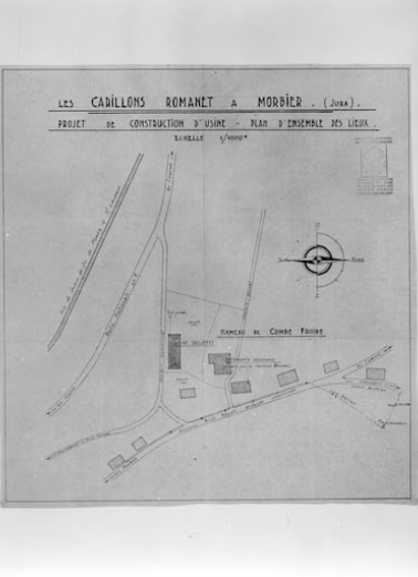 Les Carillons Romanet à Morbier (Jura). Projet de construction d'usine. Plan d'ensemble des lieux. © Région Bourgogne-Franche-Comté, Inventaire du patrimoine Les Carillons Romanet à Morbier (Jura). Projet de construction d'usine. Plan d'ensemble des lieux. © Région Bourgogne-Franche-Comté, Inventaire du patrimoine