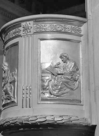 Quatrième panneau de la cuve : saint Jean. © Région Bourgogne-Franche-Comté, Inventaire du patrimoine