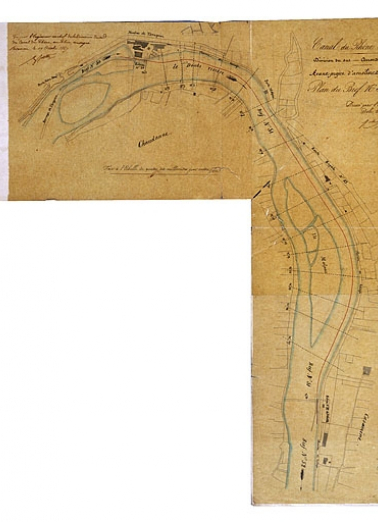 Avant-projet d'amélioration du canal. Plan du bief n° 51 du sud [du moulin de Tarragnoz à Velotte], 1847. © Région Bourgogne-Franche-Comté, Inventaire du patrimoine