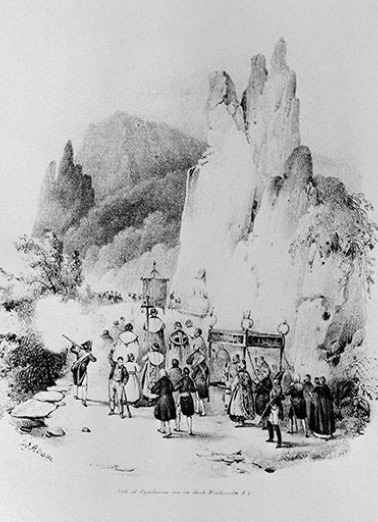 La procession à Notre-Dame des Vouilles. © Région Bourgogne-Franche-Comté, Inventaire du patrimoine