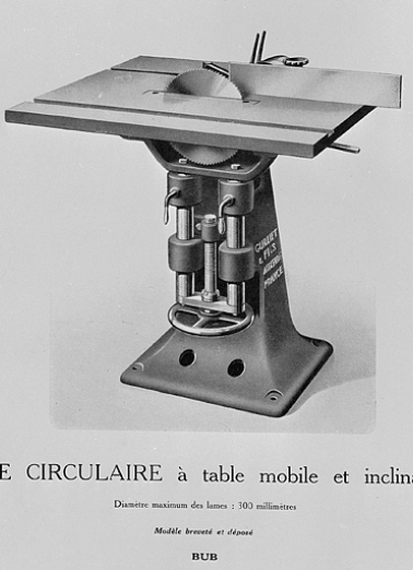 Scie circulaire à table mobile et inclinable. © Région Bourgogne-Franche-Comté, Inventaire du patrimoine