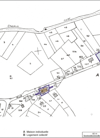 Plan-masse et de situation. Extrait du plan cadastral, 1982, section ZN, 1:2000. © Région Bourgogne-Franche-Comté, Inventaire du patrimoine