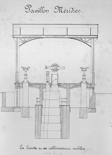 Pavillon méridien. La lunette et ses collimateurs mobiles, limite 19e siècle 20e siècle. © Région Bourgogne-Franche-Comté, Inventaire du patrimoine Pavillon méridien. La lunette et ses collimateurs mobiles, limite 19e siècle 20e siècle. © Région Bourgogne-Franche-Comté, Inventaire du patrimoine