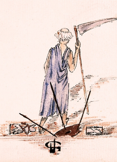 [Le temps passé : projet de décor pour un bulletin de marche, 1ère classe d'épreuves], limite 19e siècle 20e siècle. © Région Bourgogne-Franche-Comté, Inventaire du patrimoine