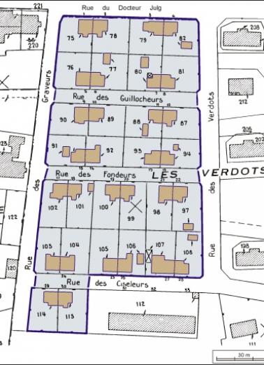 Plan-masse et de situation. Extrait du plan cadastral, 1979, section AC, 1:1000. © Région Bourgogne-Franche-Comté, Inventaire du patrimoine Plan-masse et de situation. Extrait du plan cadastral, 1979, section AC, 1:1000. © Région Bourgogne-Franche-Comté, Inventaire du patrimoine