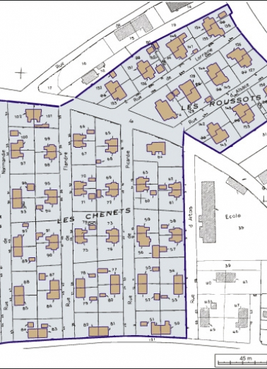 Plan-masse et de situation. Extrait du plan cadastral, 1979, section AB, 1:1500. © Région Bourgogne-Franche-Comté, Inventaire du patrimoine Plan-masse et de situation. Extrait du plan cadastral, 1979, section AB, 1:1500. © Région Bourgogne-Franche-Comté, Inventaire du patrimoine