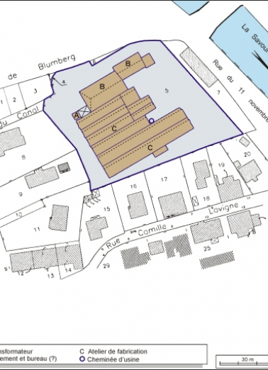 Plan-masse et de situation. Extrait du plan cadastral, 2000, section BI, 1:1000. © Région Bourgogne-Franche-Comté, Inventaire du patrimoine