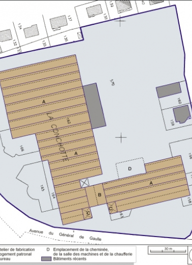 Plan-masse et de situation. Extrait du plan cadastral, 2000, section BH, 1:1000. © Région Bourgogne-Franche-Comté, Inventaire du patrimoine