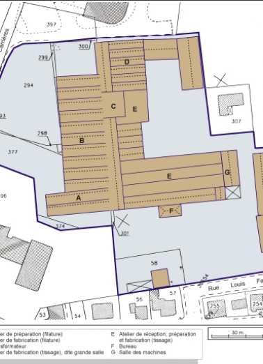 Plan-masse et de situation. Extrait du plan cadastral, 2001, section AD, 1:1000. © Région Bourgogne-Franche-Comté, Inventaire du patrimoine