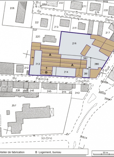 Plan-masse et de situation. Extrait du plan cadastral, 2001, section BC, 1:1000. © Région Bourgogne-Franche-Comté, Inventaire du patrimoine
