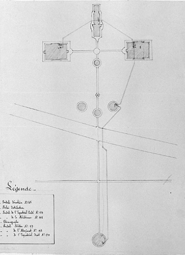 Plan général [du site avec implantation des pendules et câblage], limite 19e siècle 20e siècle. © Région Bourgogne-Franche-Comté, Inventaire du patrimoine